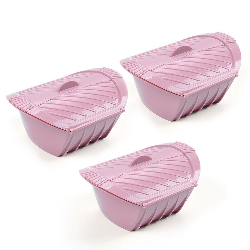 Kitchen Food Silicone Silicone Steamed Crab Rice Fish Bowl Steamer Microwave Oven Silicone Steamer with Lid: 3pcs-small