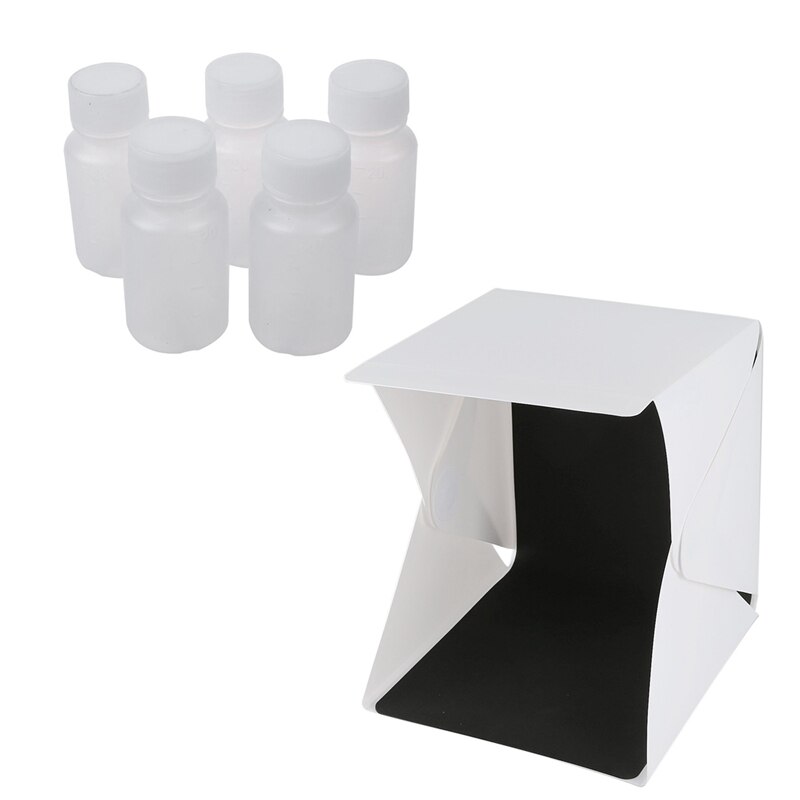 2 sets accessoires : 1 sets fotostudio fotografie led-lichttent softbox & 1 set 5 stuks 20ml witte mini reis lege pla