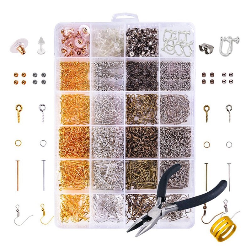 2758Pcs Oorbel Materialen, Diy Sieraden Oorhaak Accessoires, Handgemaakte Oor Acupunctuur Oordopjes Productie Tool Tangen