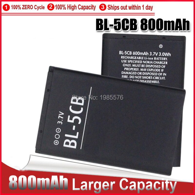 1-5PC de litio de la batería del teléfono BL-5CB BL5CB 3,7 V 800mAh batería BL 5CB para Nokia 3600, 3660, 6620, 6108, 3108, 2135 N91 1280