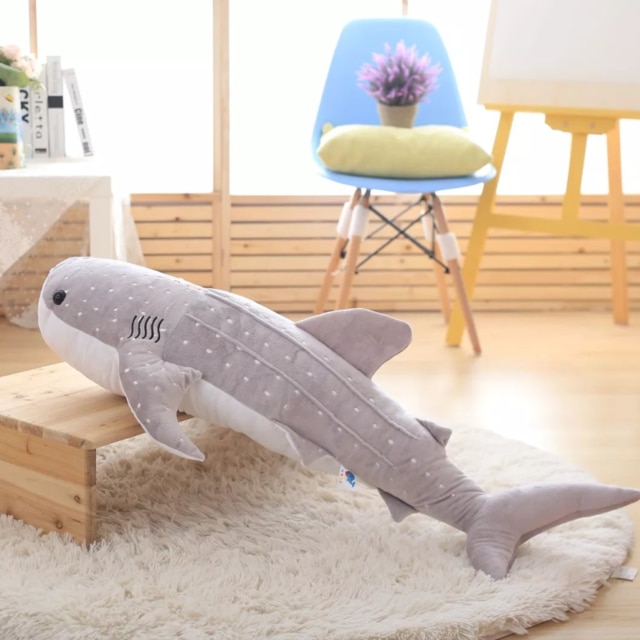 50-150cm Style Blue Shark Plush Toys Big Fish Cloth doll Whale stuffed plush sea animalsChildren Birthday: 120m / Gray