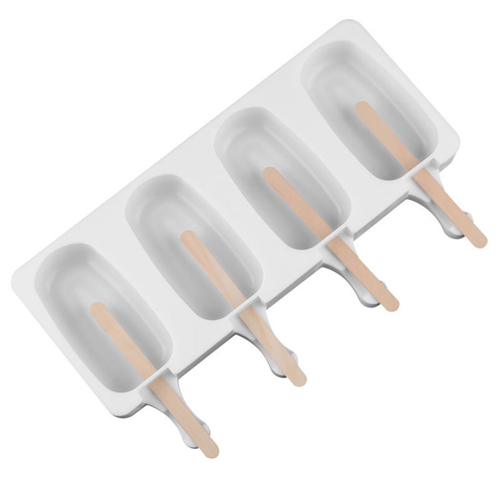 4 Cell Big Size Silicone Ice Cream Mold Popsicle Molds DIY Homemade Dessert Freezer Fruit Juice Ice Pop Maker Mould with Sticks