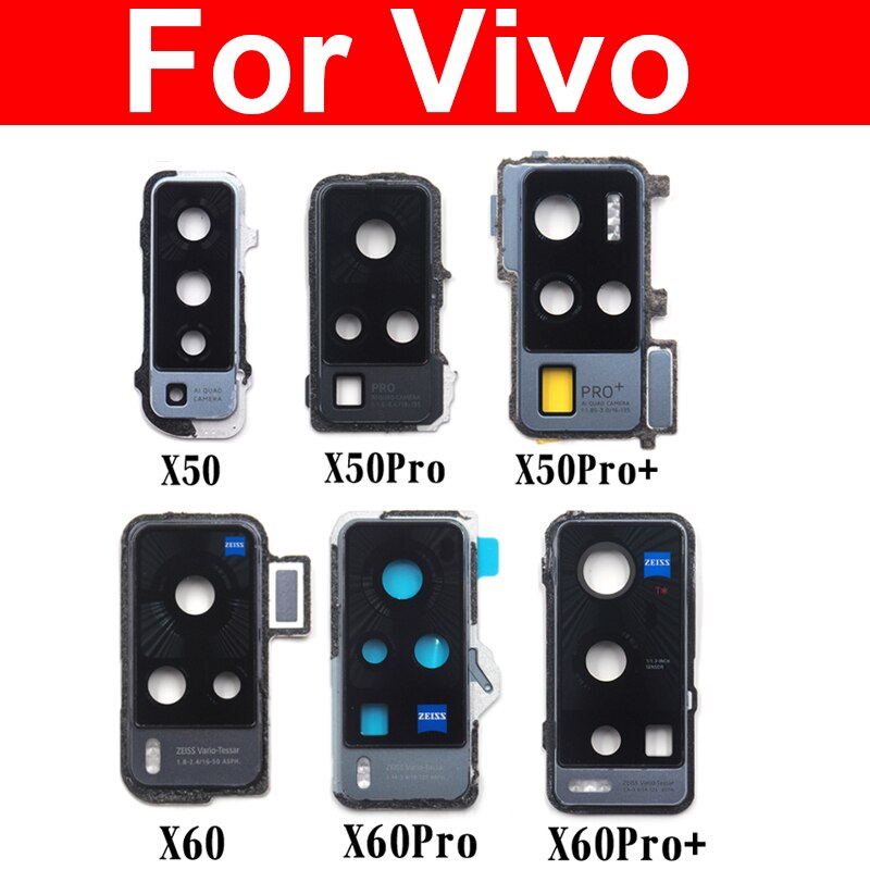 Soczewka aparatu tylnego obiektywu dla Vivo X50 X60 Pro X50 X60 Pro Plus aparat z tyłu obiektywu obudowa ramowa wspornik naklejki wymiana