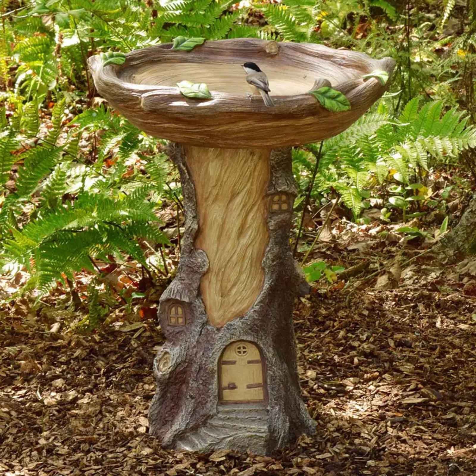 40# Tree Birdbath Resin Polyresin Antique Garden Bird Bath For Yard Garden Decor Statues Vintage Sculptures Décoration De Jardin