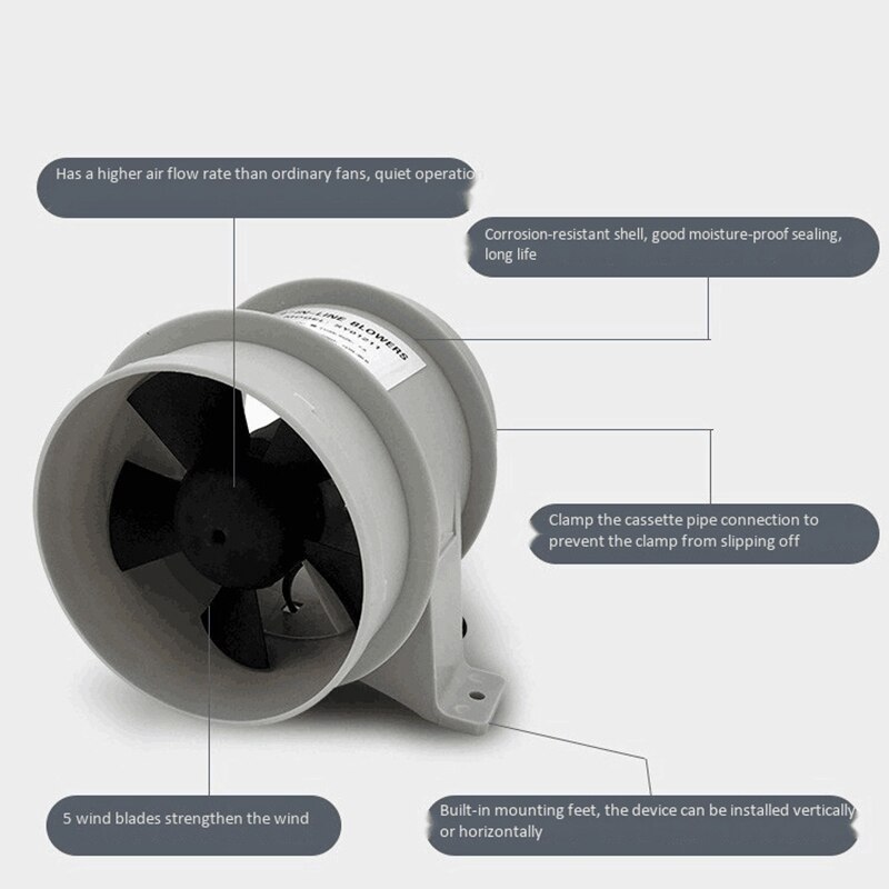 Ventilateur de cale marin de ventilateur d'air de bateau de 4 pouces ventilateur silencieux de 12V 40A pour des accessoires de bateau de Yacht de RV