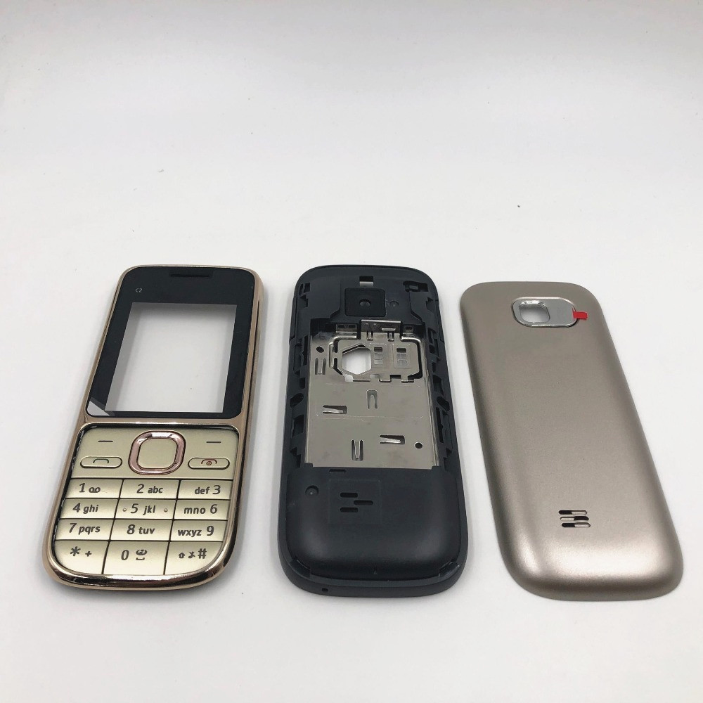 Phone Case for Nokia C2-01 - Full Housing Cover with English/Arabic Keyboard + Logo