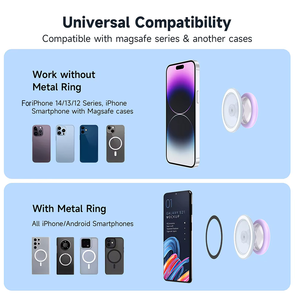 For Magsafe Magnetic Mobile Phone Grip Tok Holder For IPhone 15 Samsung Socket Pocket Support Mac Safe Ring Finger Folding Stand