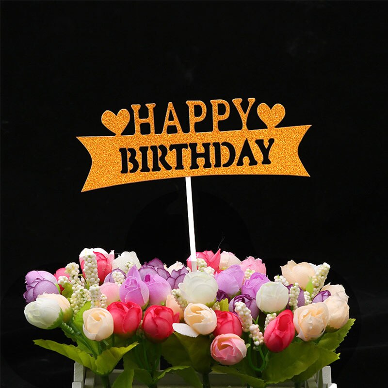 diversa brillante Feliz cumpleaños 1 pieza acrílico dorado plateado Flash Cake Topper Insertar tarjeta para pastel decoración para de cumpleaños: 1
