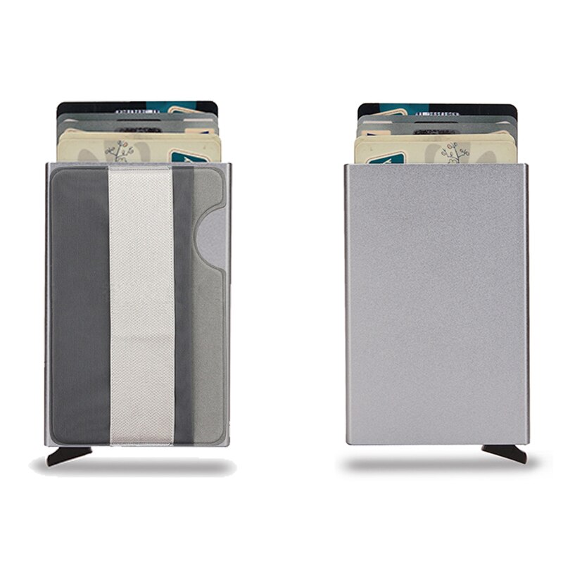 Anti-theft ID Credit Card Holder Porte Carte Slim Protect Aluminium Metal Wallets Bank Cardholder Case Women Men Credit Card Box: Grey B
