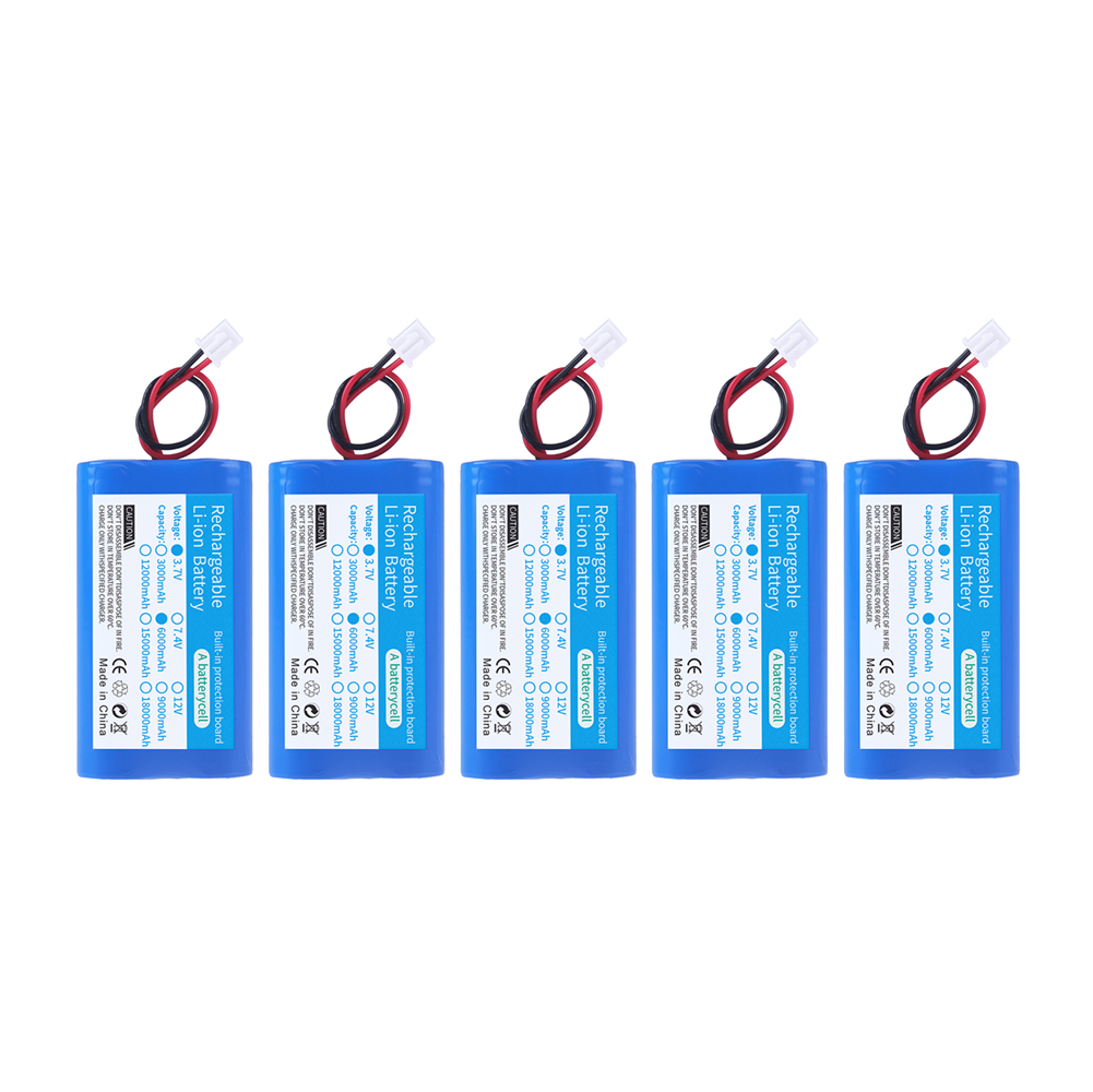Batería recargable de iones de litio 1S 3,7 V 6000mAh con enchufe de XH2.54-2P para pesca luz LED Altavoz Bluetooth batería de Audio: YELLOW