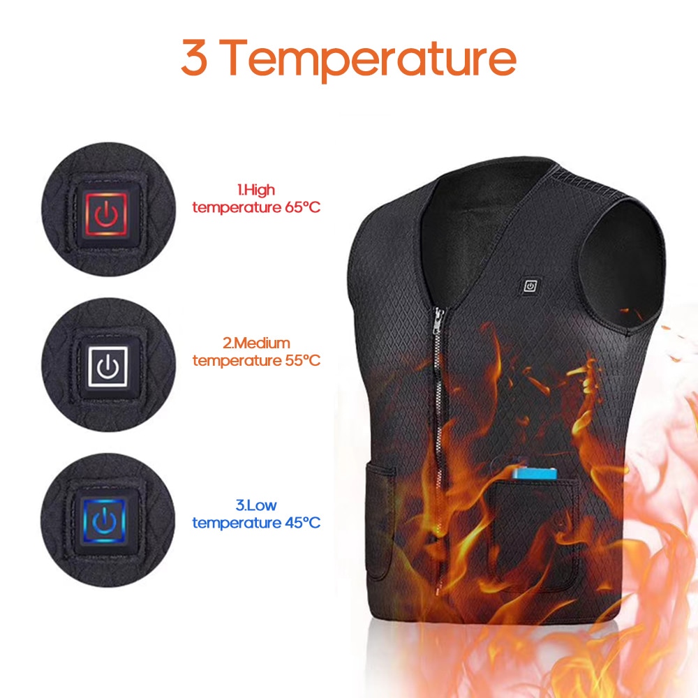 Unisex opvarmning opvarmet vest opvarmet usb infrarød opvarmet vest vinter fleksibel elektrisk termisk tøj vest til sport vandreture