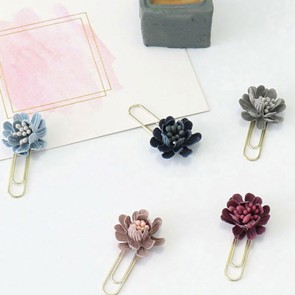 8 Stuks Bloem-Vorm Paperclip Creatieve Papier Klemmen Document Organiseren Clips