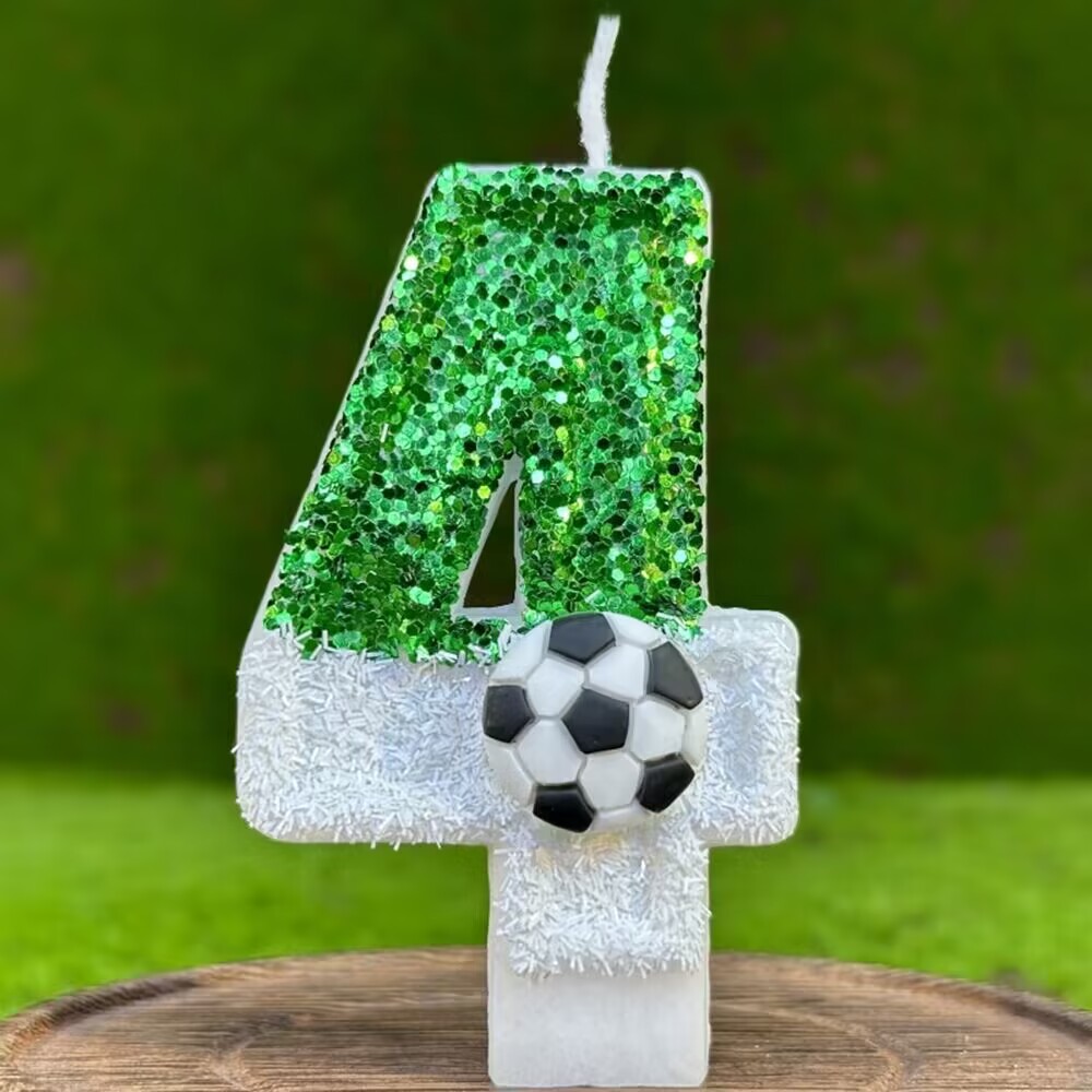 1PC Happy Birthday Football Candles Cake Soccer Candles Number 0-9 Digital Candle Party Wedding Cake Candle Party Cakes Deco: Rainbow