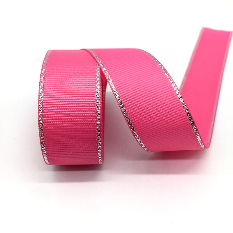 5 Yards 1 "(25mm) lint Bruiloft Decoratie Zilver Metallic Edge Grosgrain Lint Cadeaupapier Haar Strikken DIY Kerst Lint: Rose