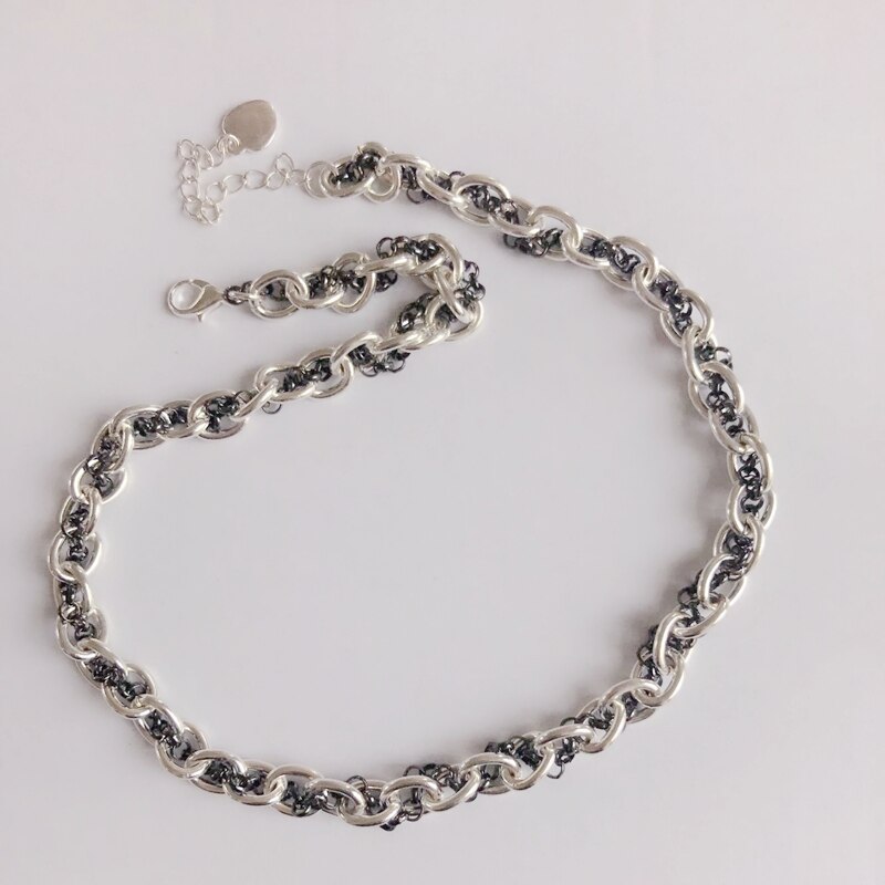 Choker Rhodium Chain Braided Necklace