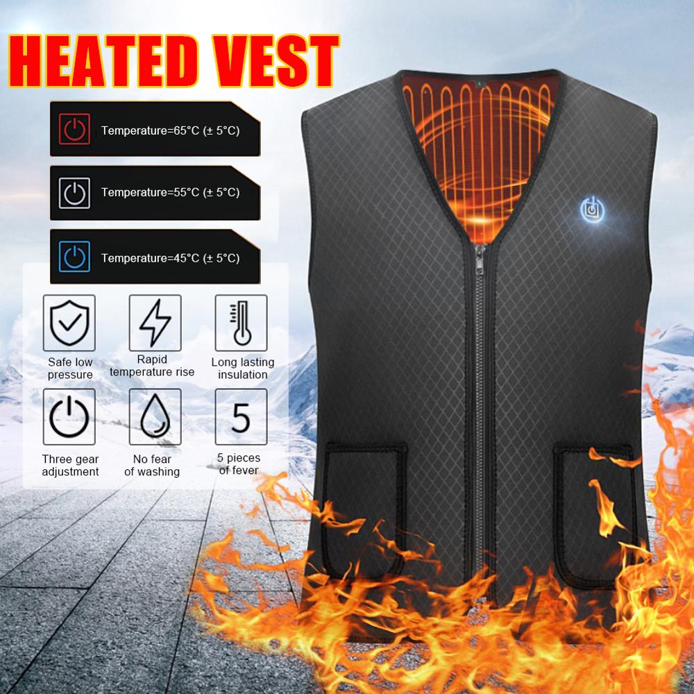 Motorcycle Heated Vest USB Charging Magnetic Therapy Heated Warm Vest Heating Clothing for Men Women