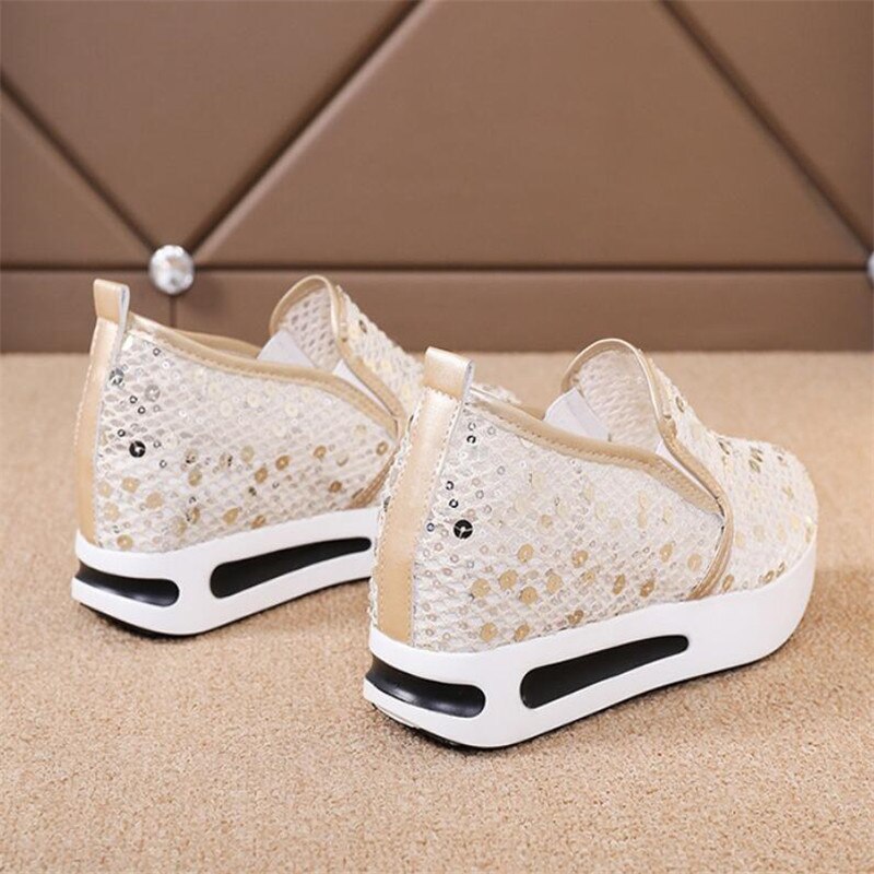 Zapatos deportivos con cuña oculta para mujer, zapatillas de suela gruesa que aumentan la altura, con plataforma tonificadora, zapatos de salto
