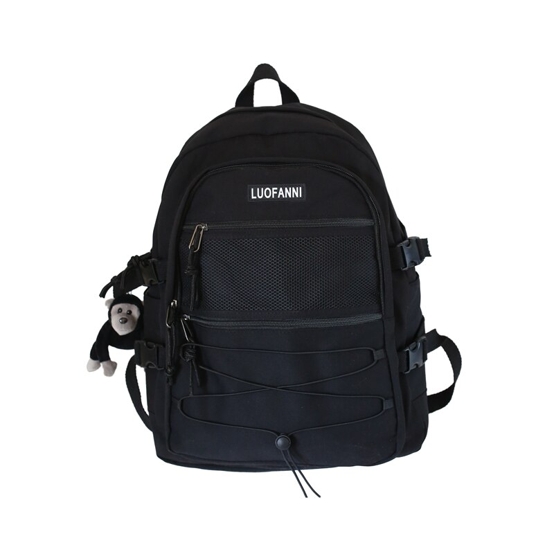 DCIMOR wysokiej jakości wodoodporny nylon kobiet plecak kobiet o dużej pojemności sznurkiem tornister dla nastolatków torba podróżna Mochilas: czarny / z pendant