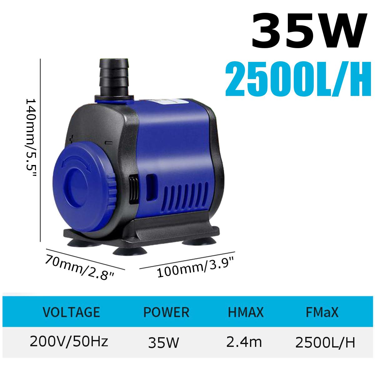 5W 14W 20W 35W 45W Ultra-Quiet Submersible Water Fountain Pump Filter Fish Pond Aquarium Water Pump Tank Fountain 220V: 35W 2500L
