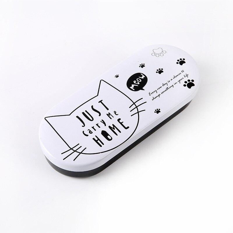 Étui lunettes chat de dessin animé | Étui de lunettes de rigide, mignon, protection des lunettes, boîte de protection pour les filles, modèle: white case white cat