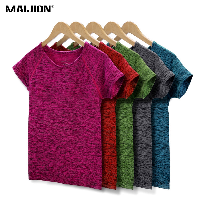 MAIJION 5 Colors Women Yoga Shirt for Fitness Running Sports T-Shirt Quick Dry Sweat Breathable Exercises Short Sleeve Tops