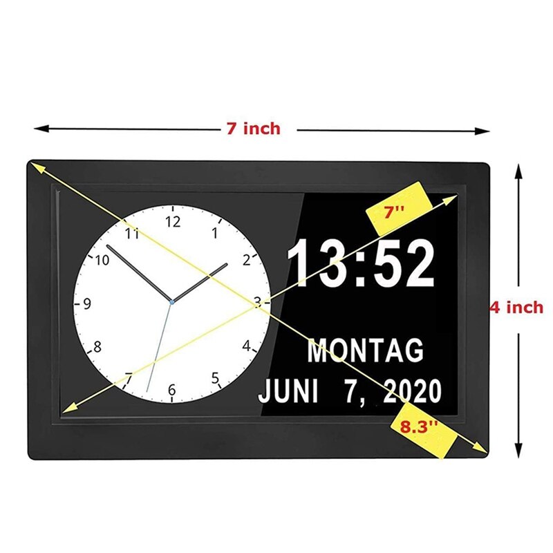 Dementia Clocks,Calendar Clock,Digital Clock with Large Digits Display,Alarm Clock with HD Digital Photo Frame,UK Plug
