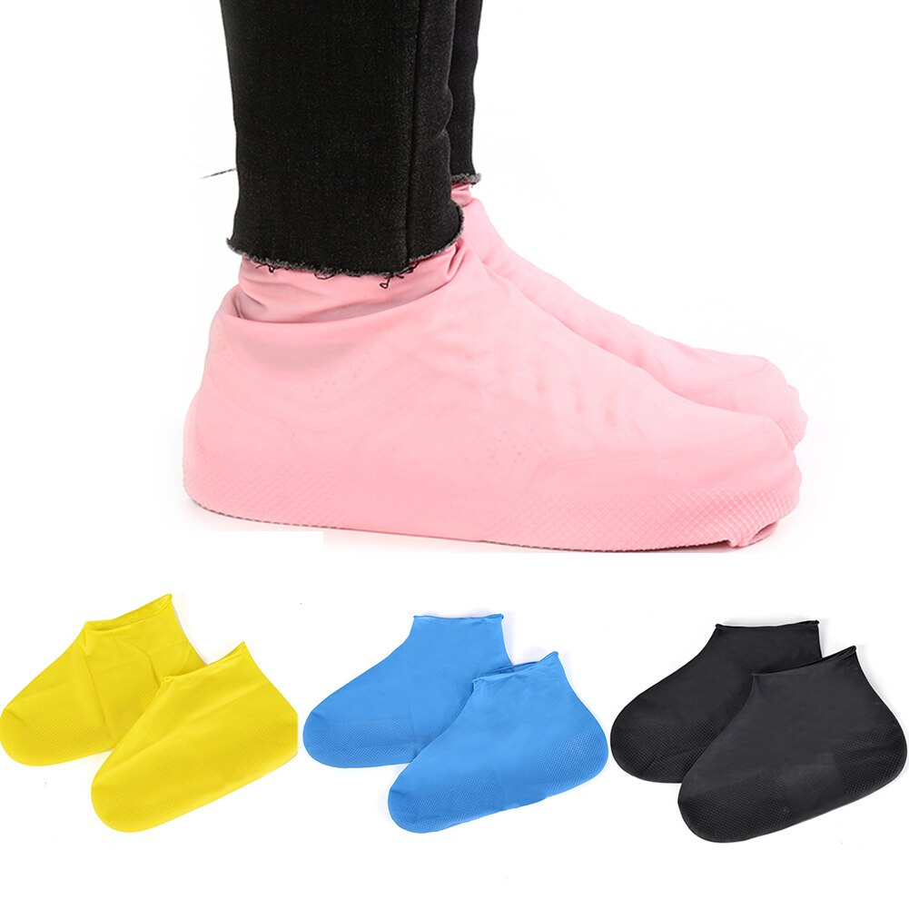 1 par vattentätt skoskydd unisex utomhus regniga dagar stövlar överdrag latex material skydd förtjockat halkskydd regnfotskydd