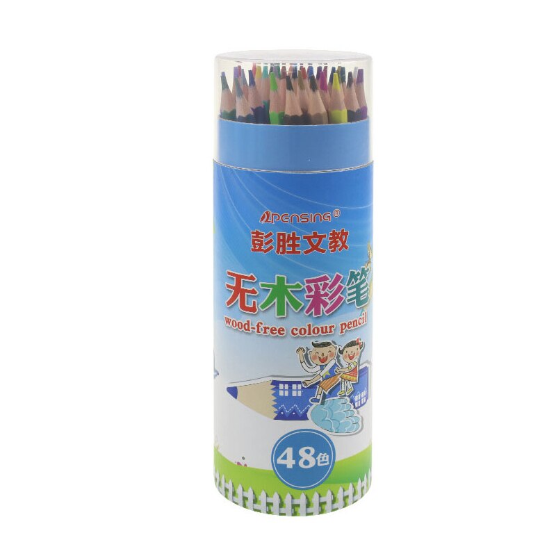 12/18/24/48/set de lápices de plástico de imitación de madera para estudiantes, Juego de lápices de plomo de color con poste hexagonal aceitoso, lápiz de bocetos de dibujo: 48 colors