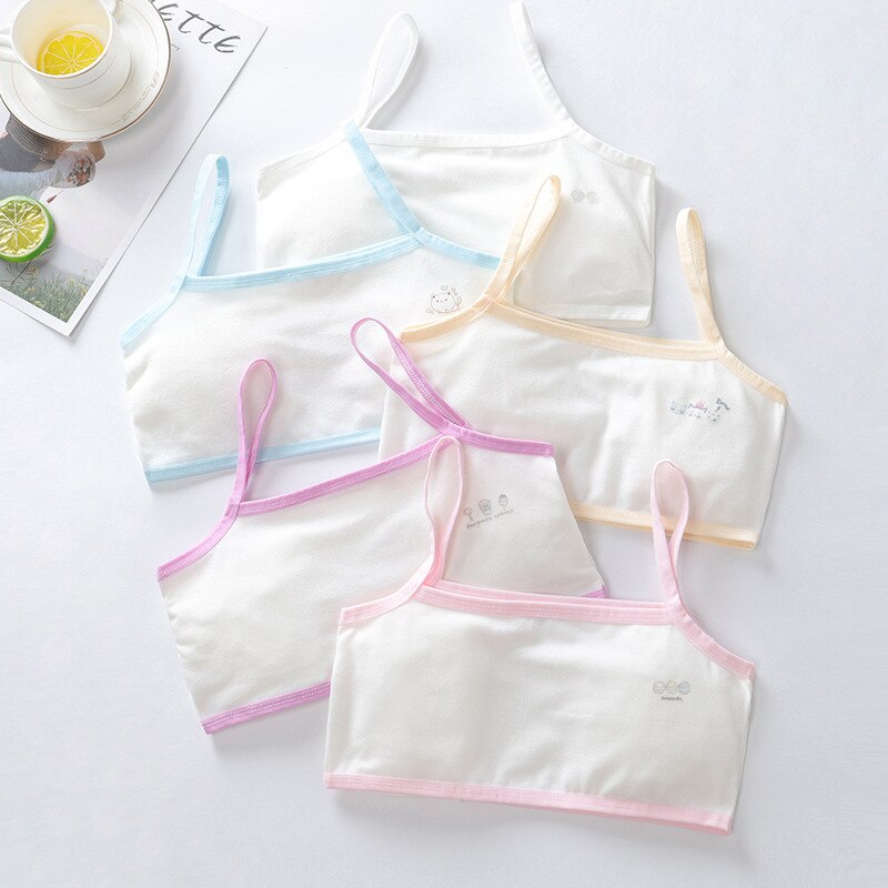 5 pièces filles sous-vêtements respirants coton soutien-gorge fronde avec des lettres pour enfants adolescent formation petit gilet 8-16Y