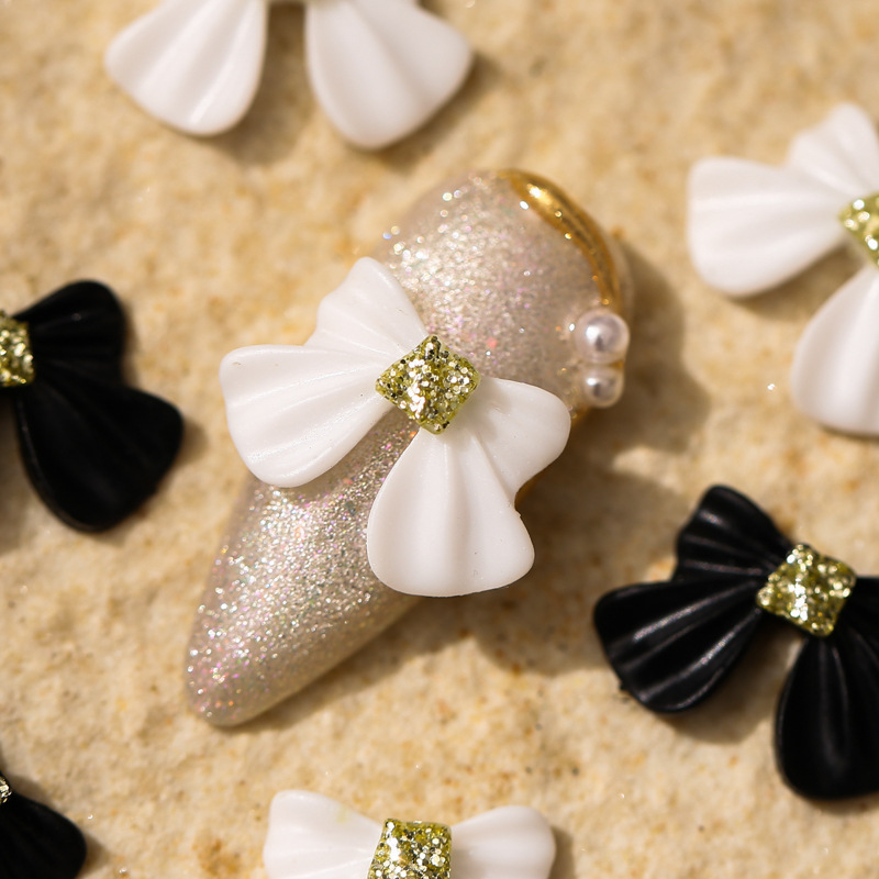 50 piezas de resina para decoración de uñas, Charm de 9,8x14,8mm con forma de pajarita, piedras grandes para decoración de uñas, accesorios coreanos para uñas