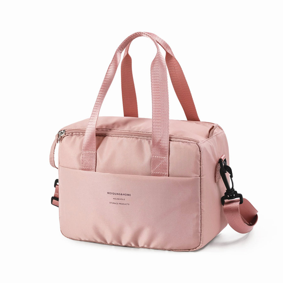 Przenośna torba na lunch do izolowanego termicznie pudełka na drugie śniadanie Tote Cooler Handbag Wodoodporna torba Bento Office Torby na ramię na żywność: Różowy