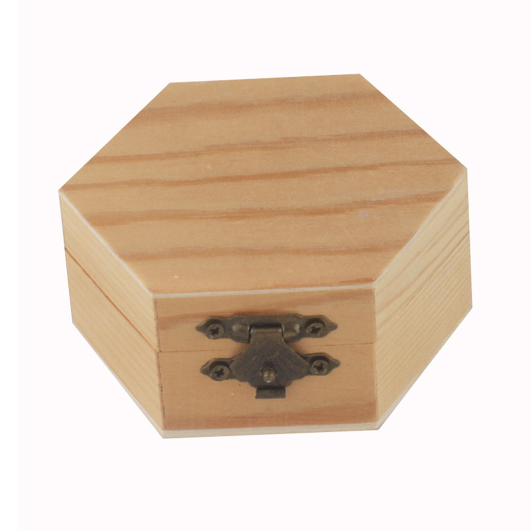1Pc Hexagonal Wooden Box Storage Box Wooden Hexagonal Shaped 9*8*4cm 12*10.5*6.5cm Jewelry Box Wedding Favors Box Holder: black