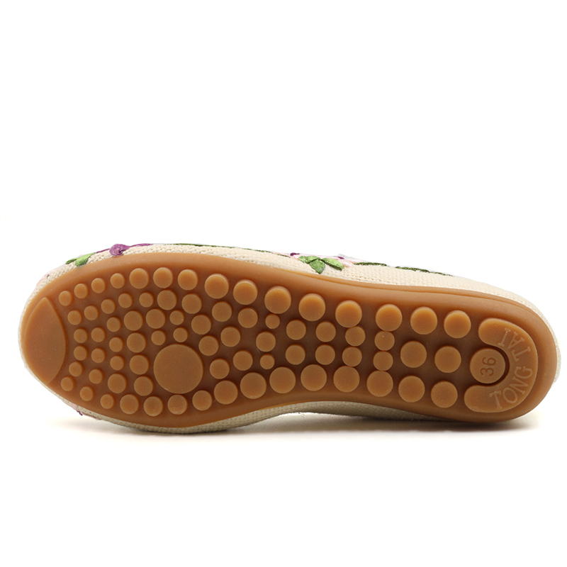 National Hemp Linen Women Flats Casual Shoes Ladies Flower Embroidered Shoes Mother Flat Shoes Female SNE-670