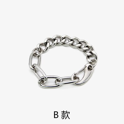 HUANZHI Silber Farbe Punk Armreif Klassische Hip Hop Harajuku Dicke Kette Dünne Doppel Anhänger Link Runde Armband Für Männer Schmuck: B