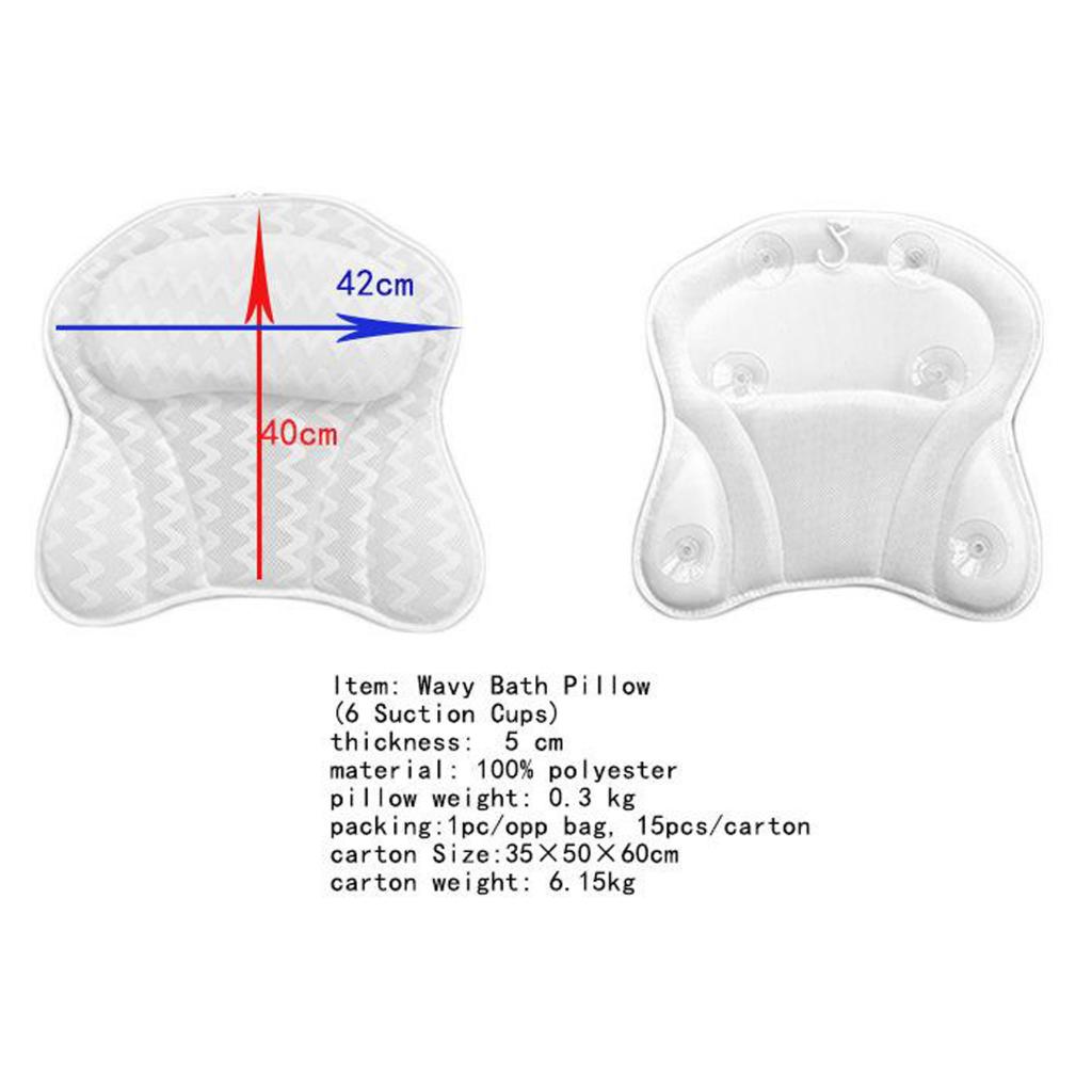 Relaxing Soft Bath Pillow Spa Head Neck Shoulder Rest Cushion Back Support Pad Spa Pillow Massage Pillow Headrest Suction Cup