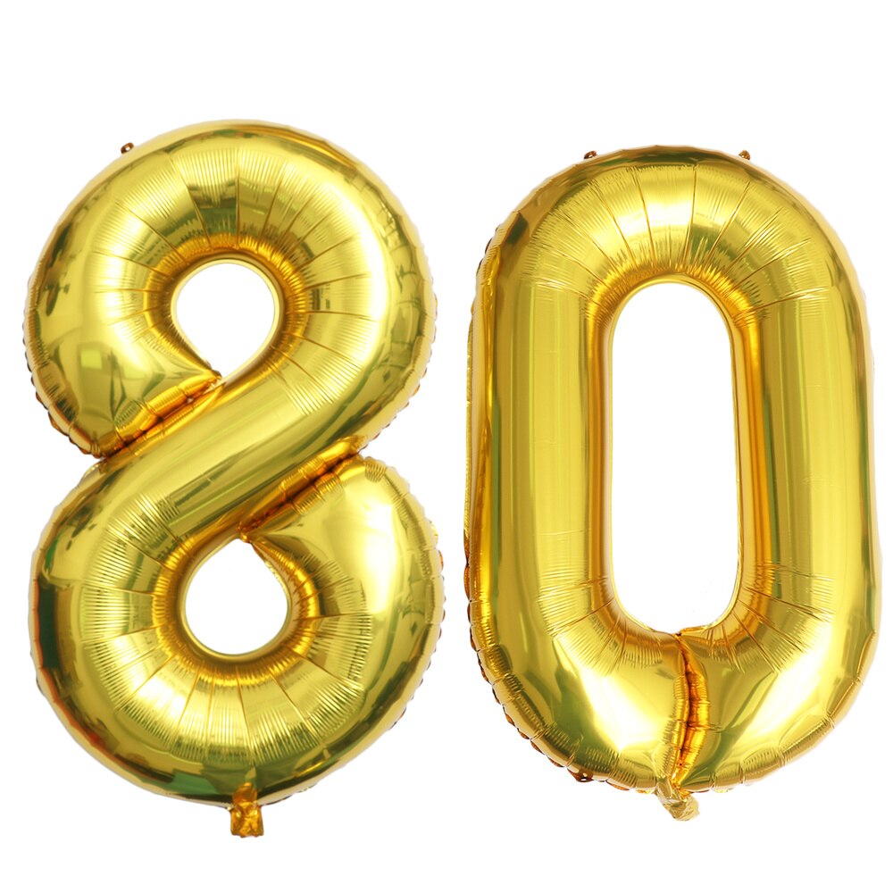 40 Inch Gold Number 80th Balloon Party Festival Decorations Birthday Anniversary Jumbo Foil Balloons Party Supplies Photo Props