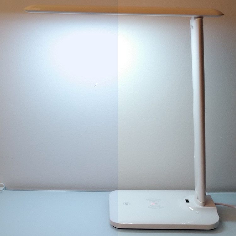 10W LED Desk Lamp with phone Wireless Charger, USB Charging Port, Dimmable Eye-Caring Office Lamp for Work, Folding