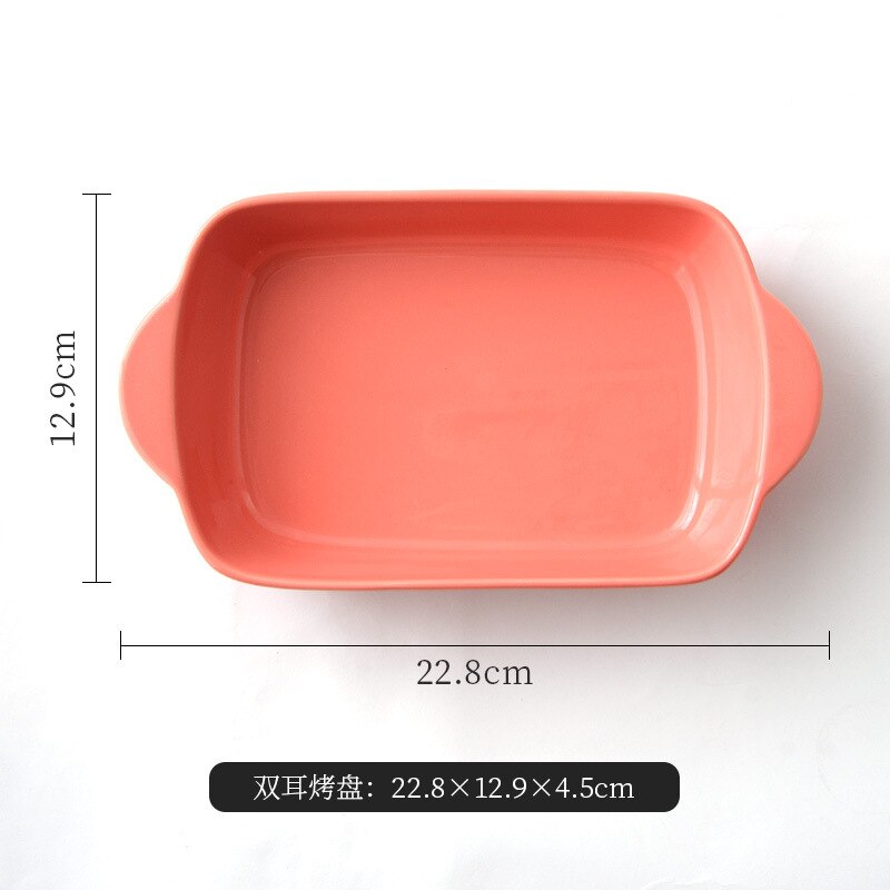 Modern Ceramic Ovenware Dual Handle Baking Dish Microwave Oven Available Baking Square Ovenware Dish Baking Bowl: ORANGE