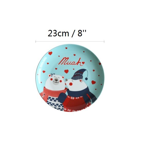 Christmas Dish Ceramic Plate Porcelain Tableware Dinner Set Salad Dish Tray Cake Pastry Fruit Serving Plates Restaurant 8'' 1pcs: DS0160 Plate