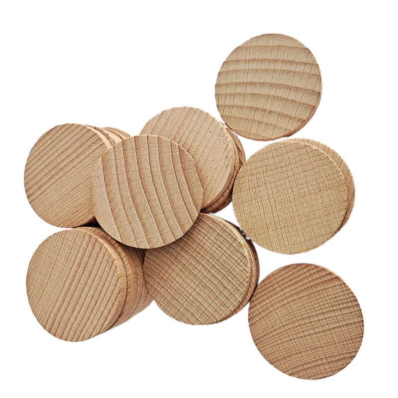 10-50 mm Hardwood Beech Round Wood Chips DIY Wood Crafts Wood Chips: 40mm 15pcs