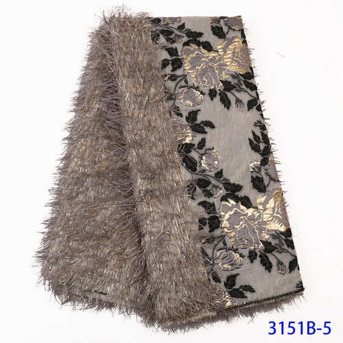 Groene brokaat kantstof franse borduur tule net nigeriaanse brokaat kantstof voor afrikaanse bruiloft feest vrouwen  ya3151b-7: Foto 5