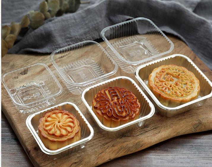 100 stuks voor 50g/100g vierkante maancake-trays maancake-verpakkingsdoos containerhouder eidooier-bladerdeegdoosjes