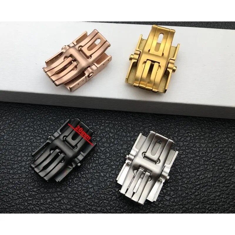 18Mm 20Mm Zilver Rosegoud Zwart Roestvrij Staal Vlinder Gesp Sluiting Voor Ulysse Nardin Horloge Gesp Met Graveren