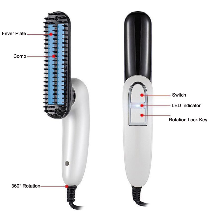 Elektrisk skæg glattejern kam hårkrøller til mænd krølle skæg og cool hår styling værktøj glatte skæg glatte