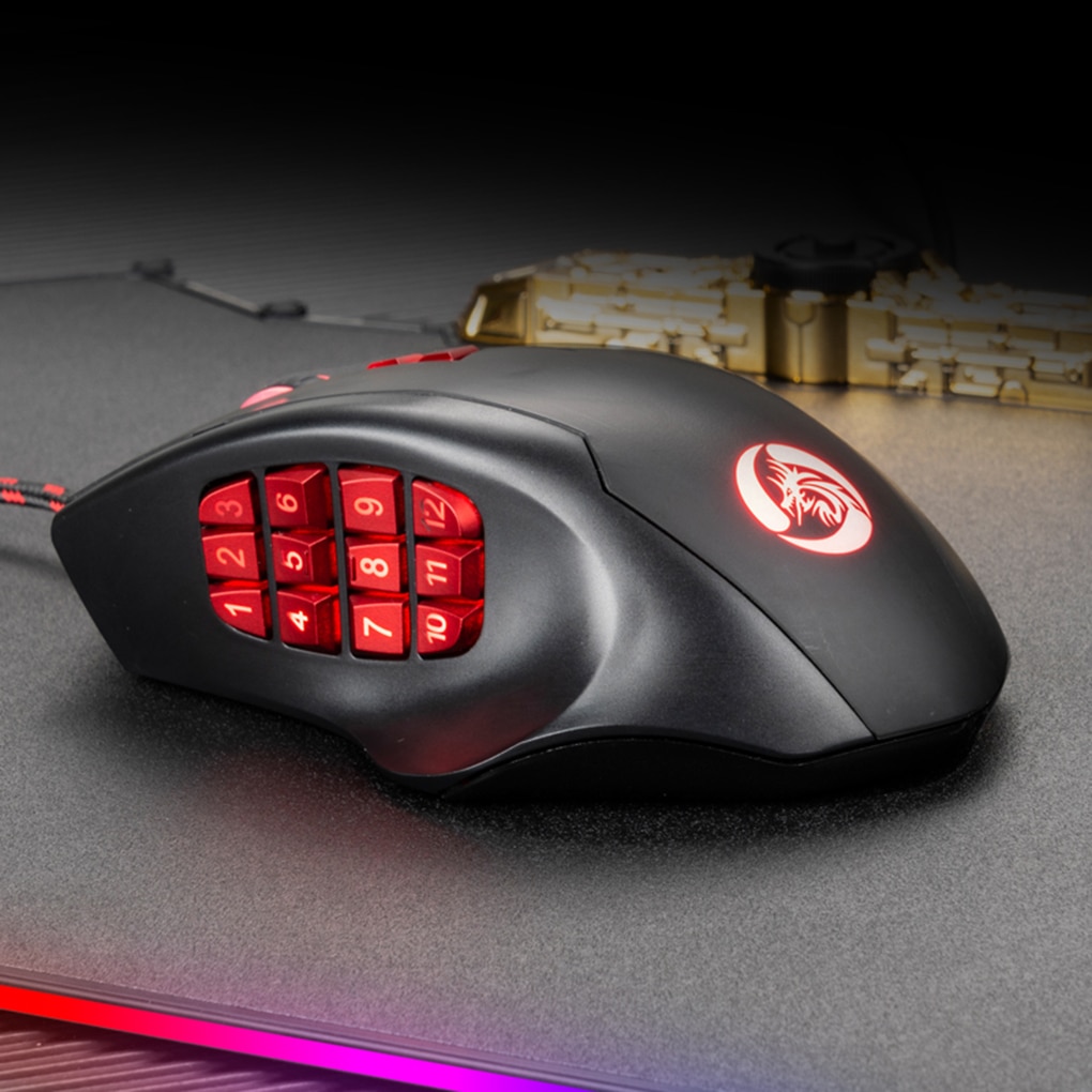 USB Optical Mouse 10000 DPI Wired Gaming 17 Side Keys And 8 Lighting Modes Glowing Mat Programing Mechanical Mouse RGB Backlit