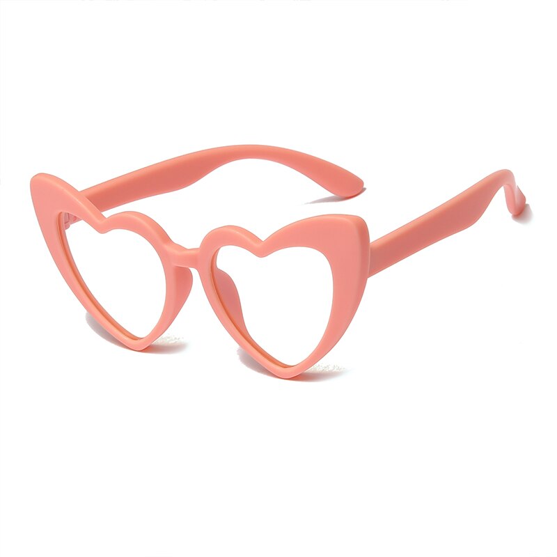 Lunettes en forme de cœur rose Anti-lumière bleue pour enfants, TR90, en Silicone Flexible, pour filles et garçons, yeux de chat, Anti-reflet: pink frame