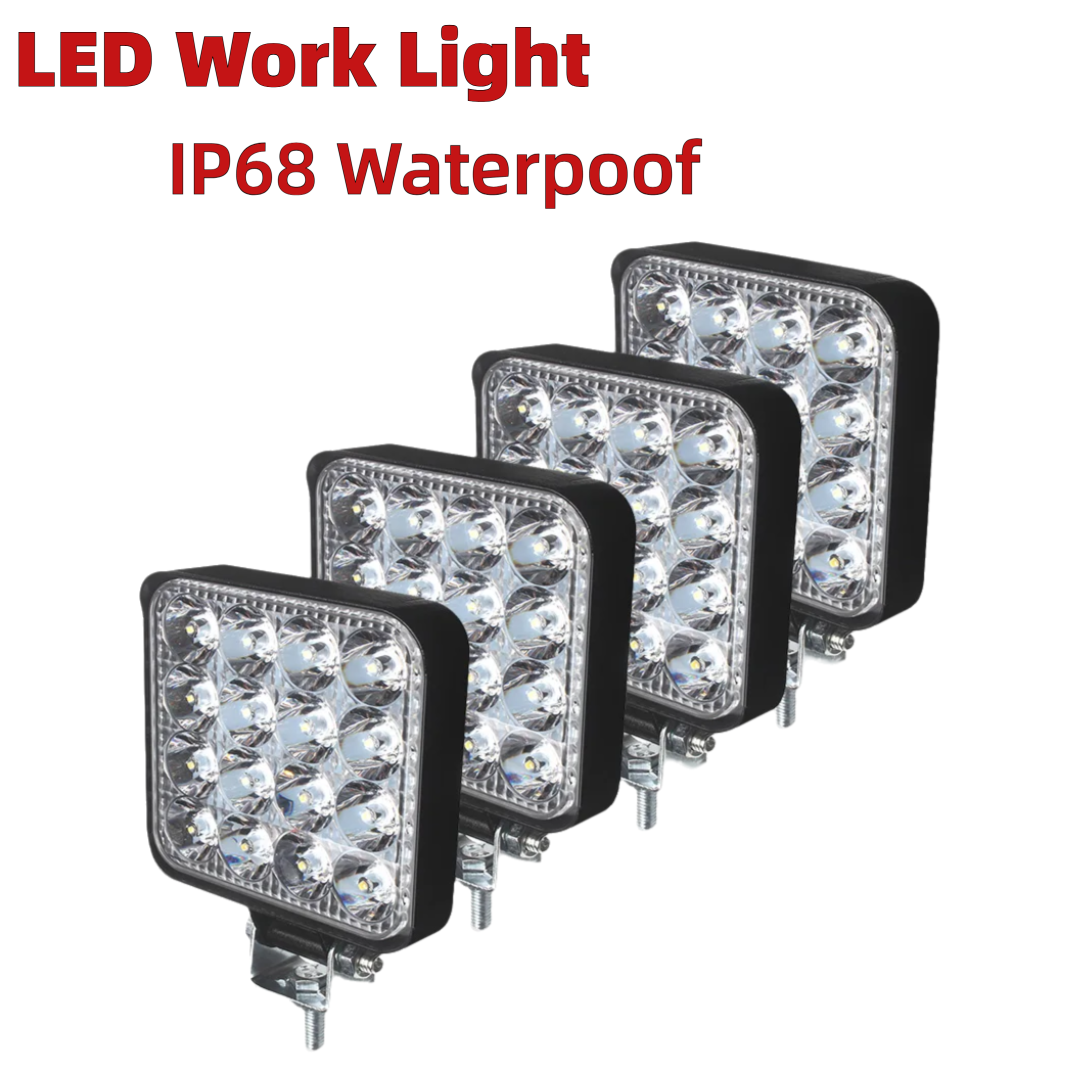 Bil ledet-lysbjelke 48w ledet-bjelker 16 barrer firkantet søkelyset offroad ledet-arbeidslys 12v 24v 27w til bil lastebil 4 x 4 4wd bil suv atv
