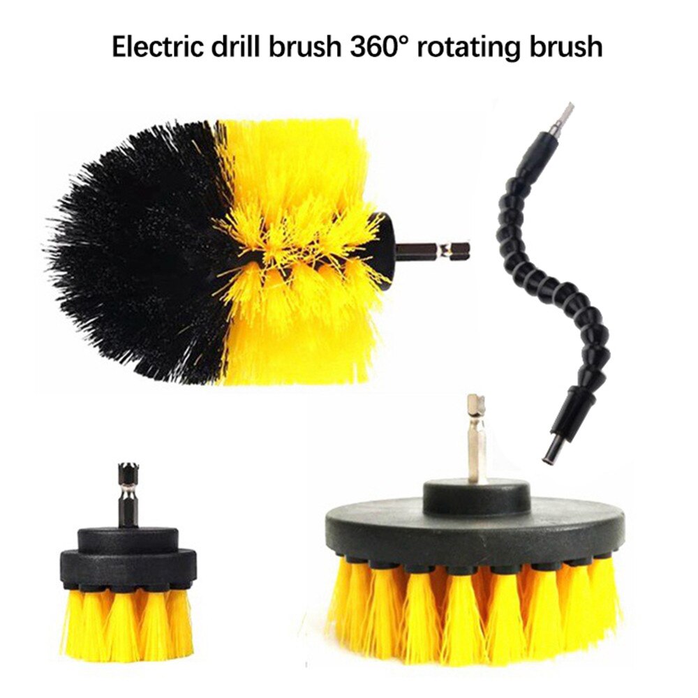 3 Stks/set Van Elektrische Boor Borstel Kit Plastic Ronde Borstel Voor Tapijt Glas Auto Banden Nylon Borstel Power Scrubber boor