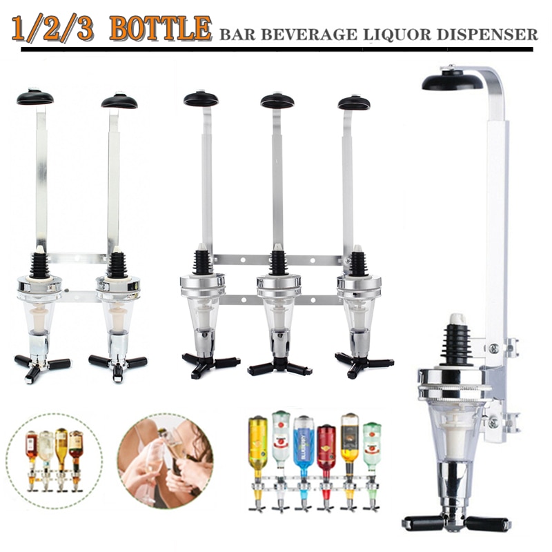 1/2/3 flaske bar drikkevare spiritus dispenser holder alkohol drink shot vægmonteret 1-3 station øl vin skænke divider dispenser