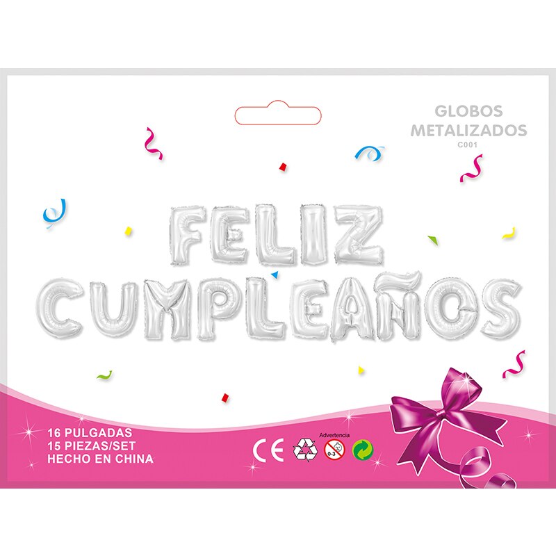 16 inch Letters HAPPY BIRTHDAY Foil Balloons Happy Birthday Party Decoration Kids Alphabet Air Balloons Baby Shower Supplies: Silvery1